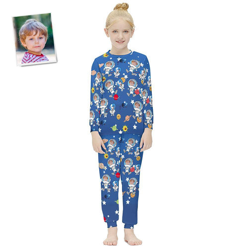 Custom Face Long Sleeve Pajamas Kids Suit Birthday Present - Take Pets Into Space