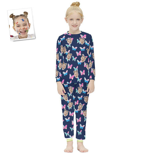 Custom Face Long Sleeve Pajamas Kids Suit - Butterfly