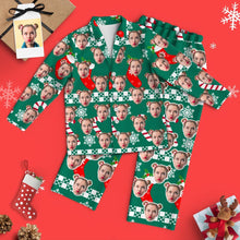 Custom Face Christmas Long Sleeve Pajamas - Green Christmas Stocking