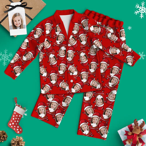 Custom Face Christmas Long Sleeve Pajamas - Santa Suit