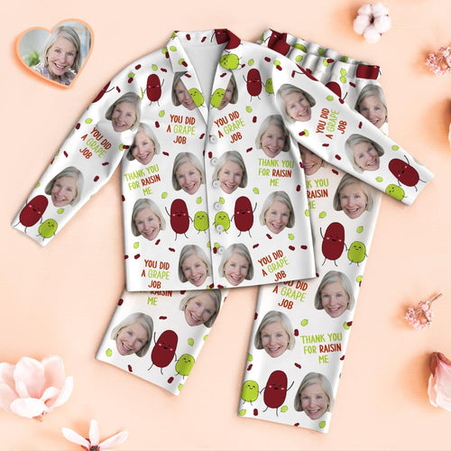 Custom Face Pajamas You Did A Grape Job Personalized Photo Pajamas Set Mother's Day Gifts