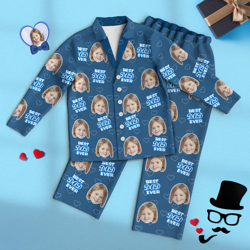 Custom Face Long Sleeve Pajamas Sleepwear Set Father's Day Gift for Dad - BEST DAD EVER
