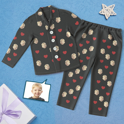 Custom Face Children's Pajamas Personalized Kid's Sleepwear - Love Heart - MyFaceSocksAu