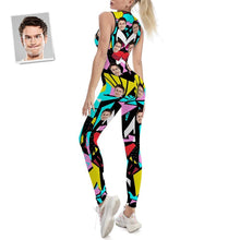 Custom Face Women's Yoga Jumpsuit Stretch Yoga Gym Fitness Dancing Costume - Floral Catsuit