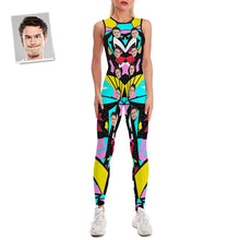 Custom Face Women's Yoga Jumpsuit Stretch Yoga Gym Fitness Dancing Costume - Floral Catsuit