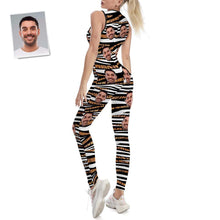 Custom Face Women's Yoga Jumpsuit Stretch Yoga Gym Fitness Dancing Costume - White Tiger