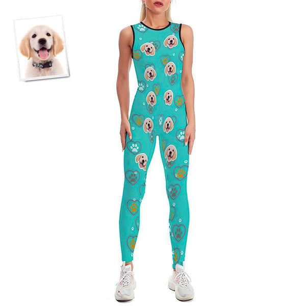 Custom Face Women's Yoga Jumpsuit Stretch Yoga Gym Fitness Dancing Costume - Pet Dog