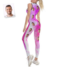 Custom Face Women's Yoga Jumpsuit Stretch Yoga Gym Fitness Dancing Costume - Tie-dye Pink