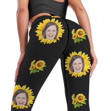 Custom Woman's Face Leggings Yoga Pants - Sunflower