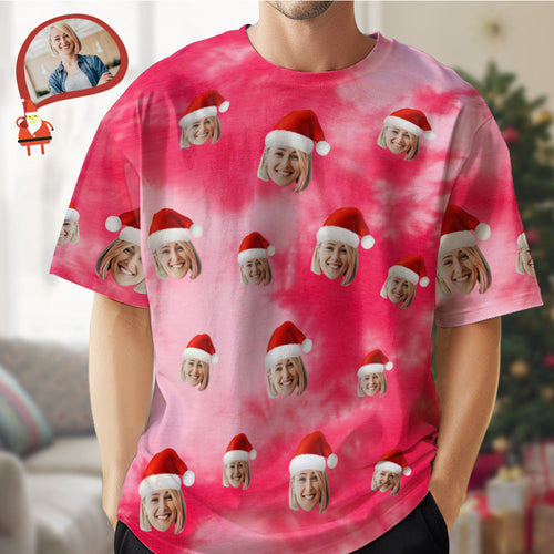 Custom Face T-shirt Christmas Gifts Tie Dye Christmas T-shirt - MyFaceSocksAu