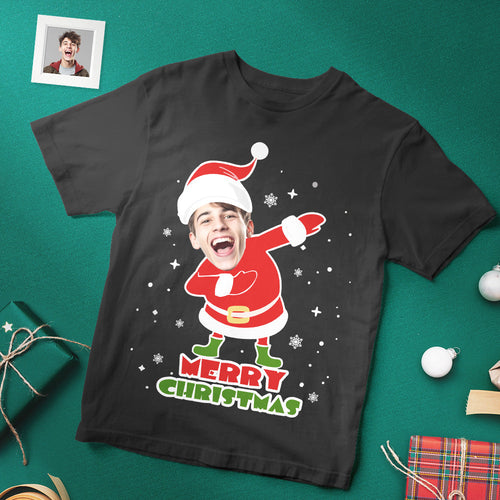 Custom Christmas Face T-shirt Funny Merry Christmas Shirts Face Shirt - MyFaceSocksAu