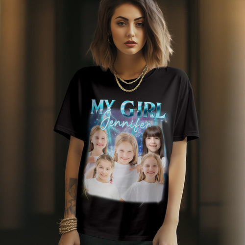 custom photo and text vintage t-shirt personalised  vintage tee for him and her