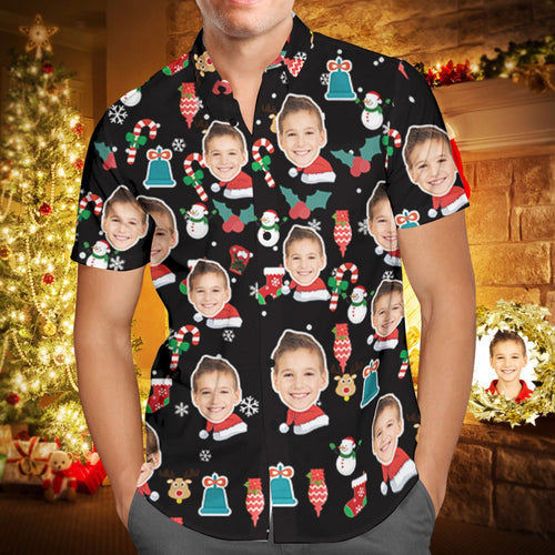 Custom Face Personalized Christmas Hawaiian Shirt Candy Cane Christmas Holiday Gifts