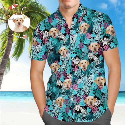 Custom Face Hawaiian Shirt Colorful Leaves Personaalized Hawaiian Shirts - MyFaceSocksAu