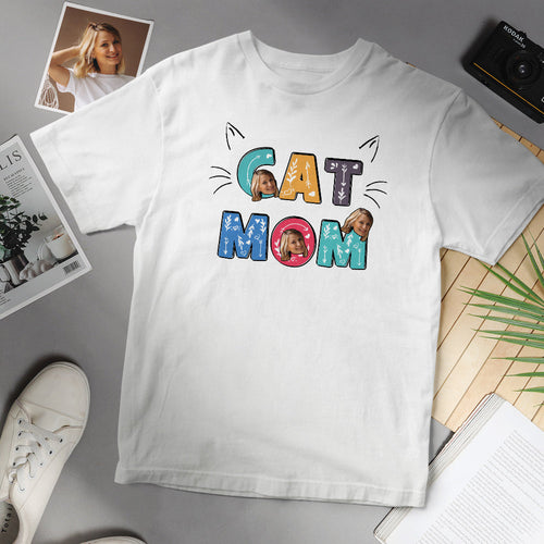 Custom Face T-shirt Personalized Cat Mom T Shirt