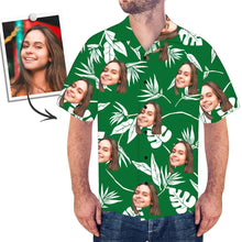 Custom Face Hawaiian Shirt Men's Photo Shirt All Over Print Shirt - Green