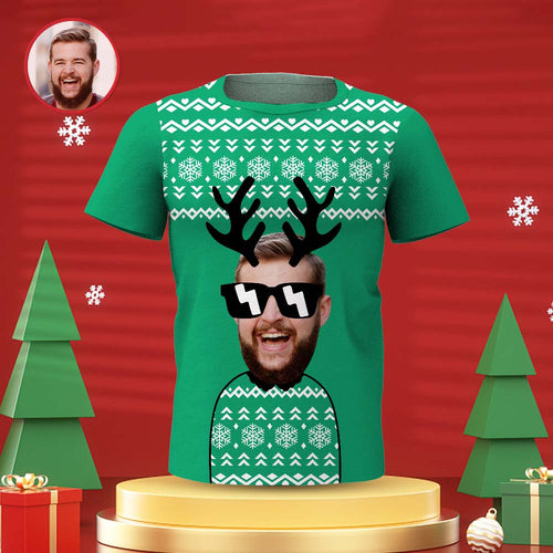 Custom Face Men's T-shirt Personalised Photo Funny T-shirt Christmas Gift For Men - MyFaceSocksAu