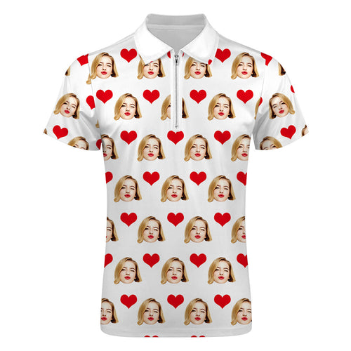 Custom Face Polo Shirt with Zipper Men's Polo Shirt for Boyfriend or Husband - MyFaceSocksAu
