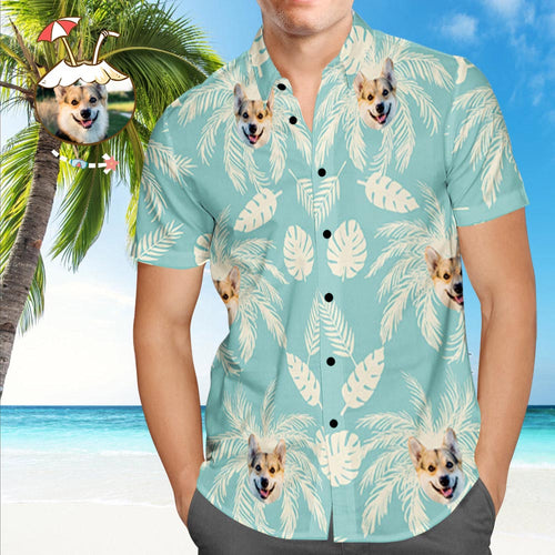 Custom Dog Face Hawaiian Shirt Custom Tropical Shirts Plain Shirts with Pet Face - MyFaceSocksAu