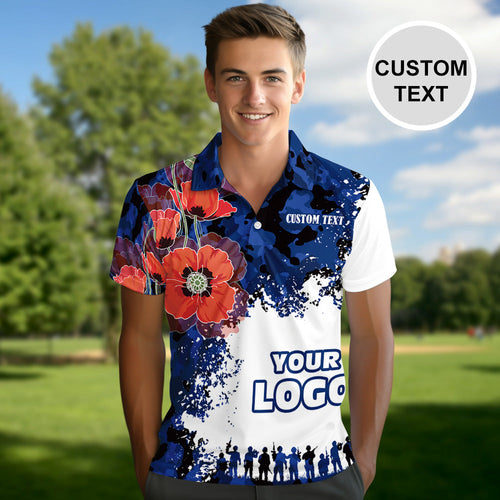 Men's Custom Logo Polo Shirt Personalised Name Hawaiian Golf Polo Shirts Gift for Him - MyFaceSocksAu