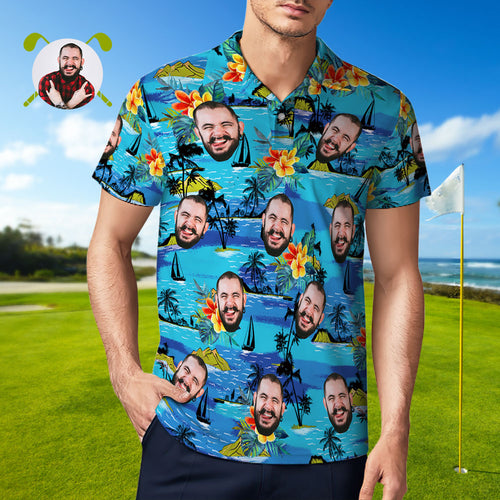 Vice City Men's Custom Face POLO Shirt Personalized Golf Shirts For Him Gang Style - MyFaceSocksAu