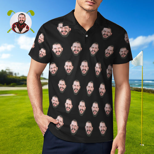 Custom Men's Face POLO Shirt Personalized Golf Shirts For Him - MyFaceSocksAu