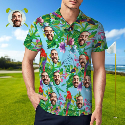 Custom Polo Shirt Hawaiian Golf Polo Shirts Parrot Aloha Summer Shirt - MyFaceSocksAu
