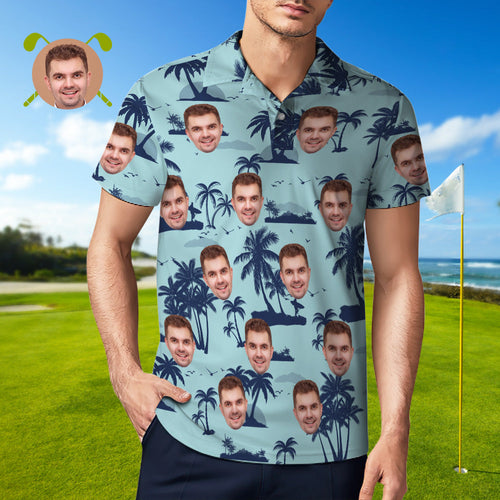 Custom Polo Shirt Hawaiian Golf Polo Shirts Coconut Tree Design Aloha Beach Shirt For Men - MyFaceSocksAu