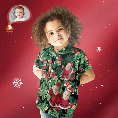 Custom Face Personalised Kid's Christmas Hawaiian Shirt Stay Cool Santa Claus Holiday Gifts