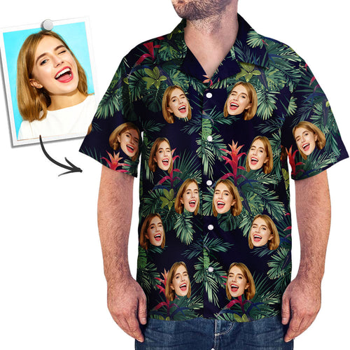 Custom Face Hawaiian Shirt Men's Photo Shirt All Over Print Shirt - Plant