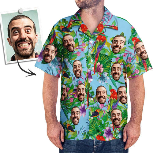 Custom Face Men's Hawaiian Shirt Parrot