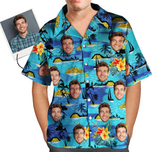Custom Face Hawaiian Style Couple Outfit Vice City Large Leaves Long Dress And Shirt Family Matching