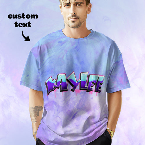 Custom T-shirt Personalised Name Tee Unisex Purple Summer Tie-dye T-shirt - MyFaceSocksAu
