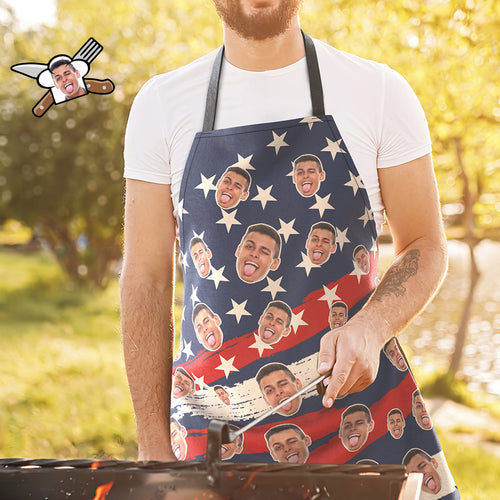 Custom Face Kitchen Apron Father's Day Gifts - Star