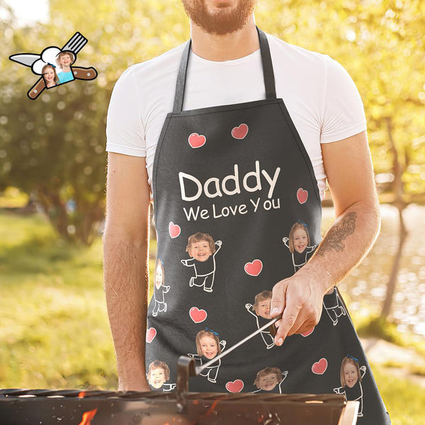 Custom Face Kitchen Apron Father's Day Gifts - Daddy We Love You