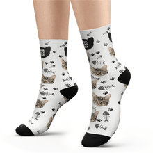 Custom Face Socks With Your Text Cat