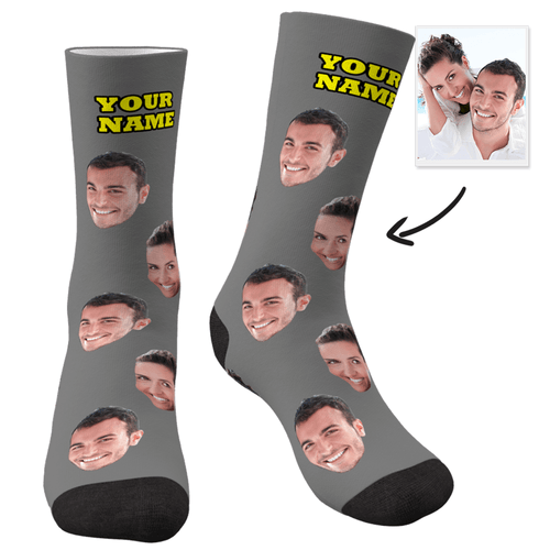 Custom Face Socks Colorful - Grey