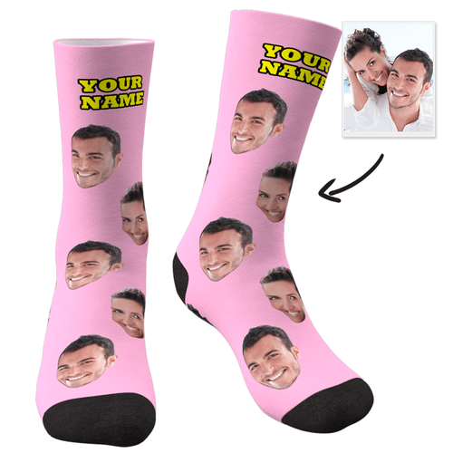 Custom Face Socks Colorful - Pink