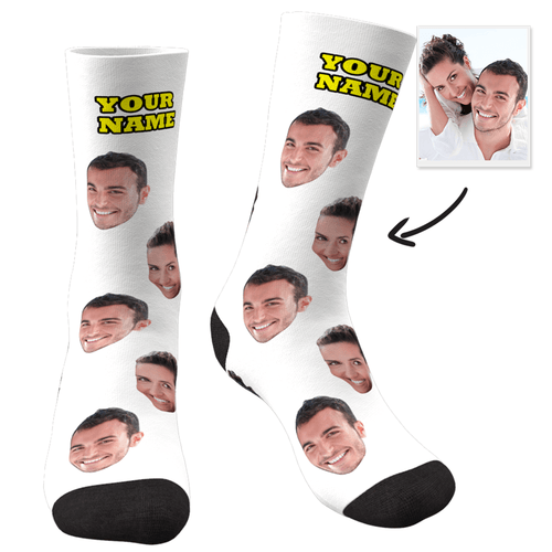 Custom Face Socks Colorful - White