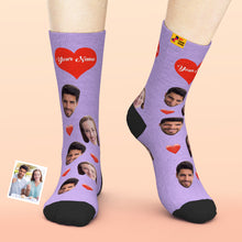 Valentine's Day Gifts,3D Preview Custom Face Heart Socks with Your Text