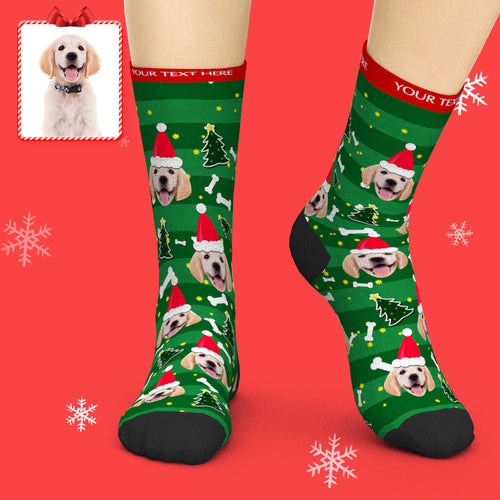Custom Face Socks Christmas Dog With Your Saying