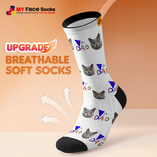 Custom Breathable Face Socks Super Dad Face Socks Gift For Father's Day - MyFaceSocksAu