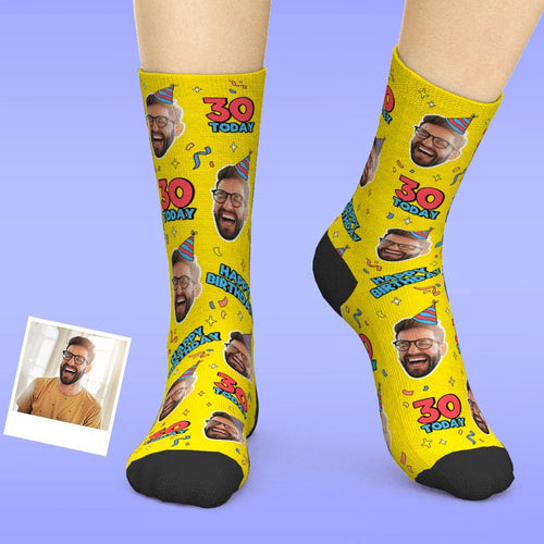 Custom Face Socks Add Pictures And Age Birthday Gift Personalized Socks