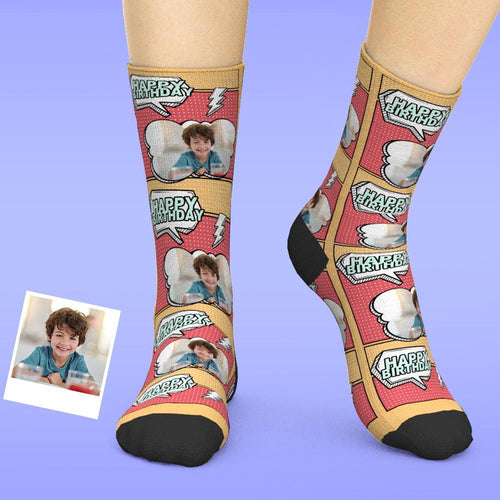 Custom Face Socks Add Pictures And Wishes Birthday Socks