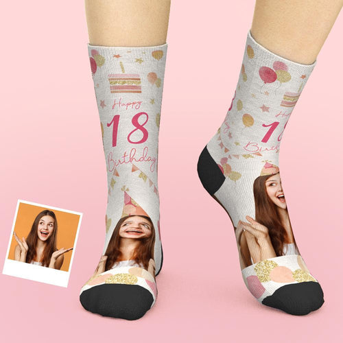 Custom Face Socks Add Age Birthday Gift