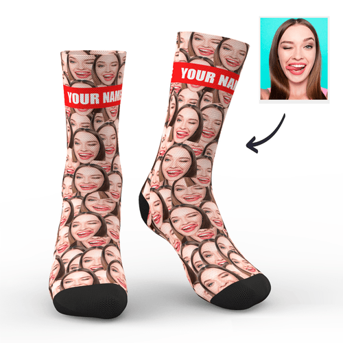 Gifts for Men, Custom Face Socks Add Pictures and Name - Face Mash