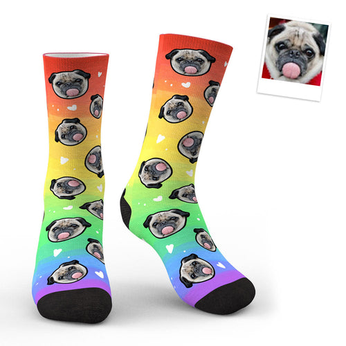 Custom Face Rainbow Print Socks 3D Preview - MyFaceSocksAu