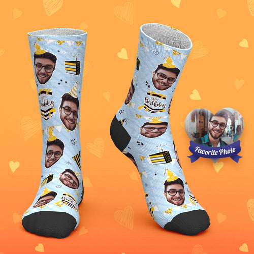 Custom Face Socks Personalized Photo Socks Happy Birthday to You