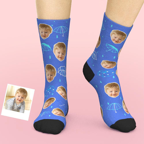 Custom Face Socks Add Pictures And Name - Rain Umbrella