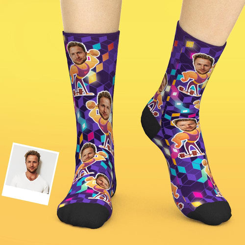 Custom Face Socks Add Pictures And Name Funny Spotter Gift - Gym Trainer